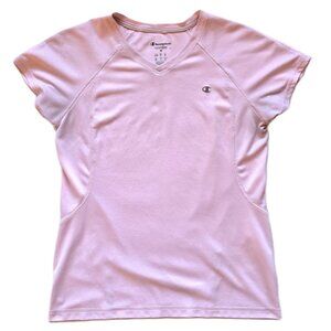 Champion Activewear V-Neck Short Sleeve Sports Top Shirt, Light Pink Women's M